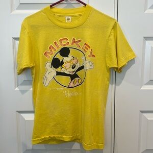 Vintage 80's Mickey Mouse Shirt Velva Sheen Florida Yellow Size Medium